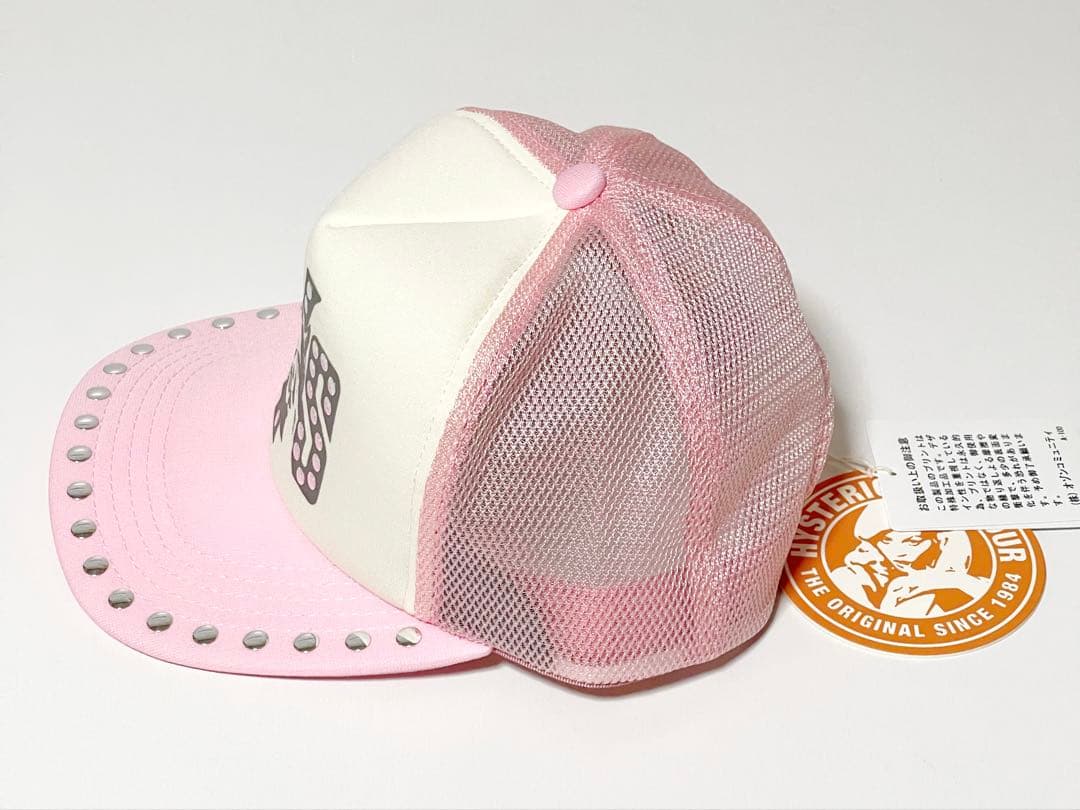 新品TWICEサナ着用ヒステリックグラマーEVILスタッズメッシュキャップピンク