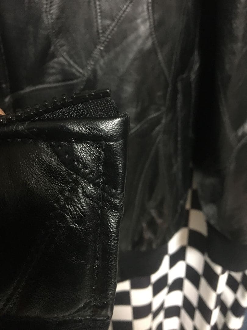 レザー　ボンバージャケット　M ツギハギジャン　シープスキン　羊革　ma1