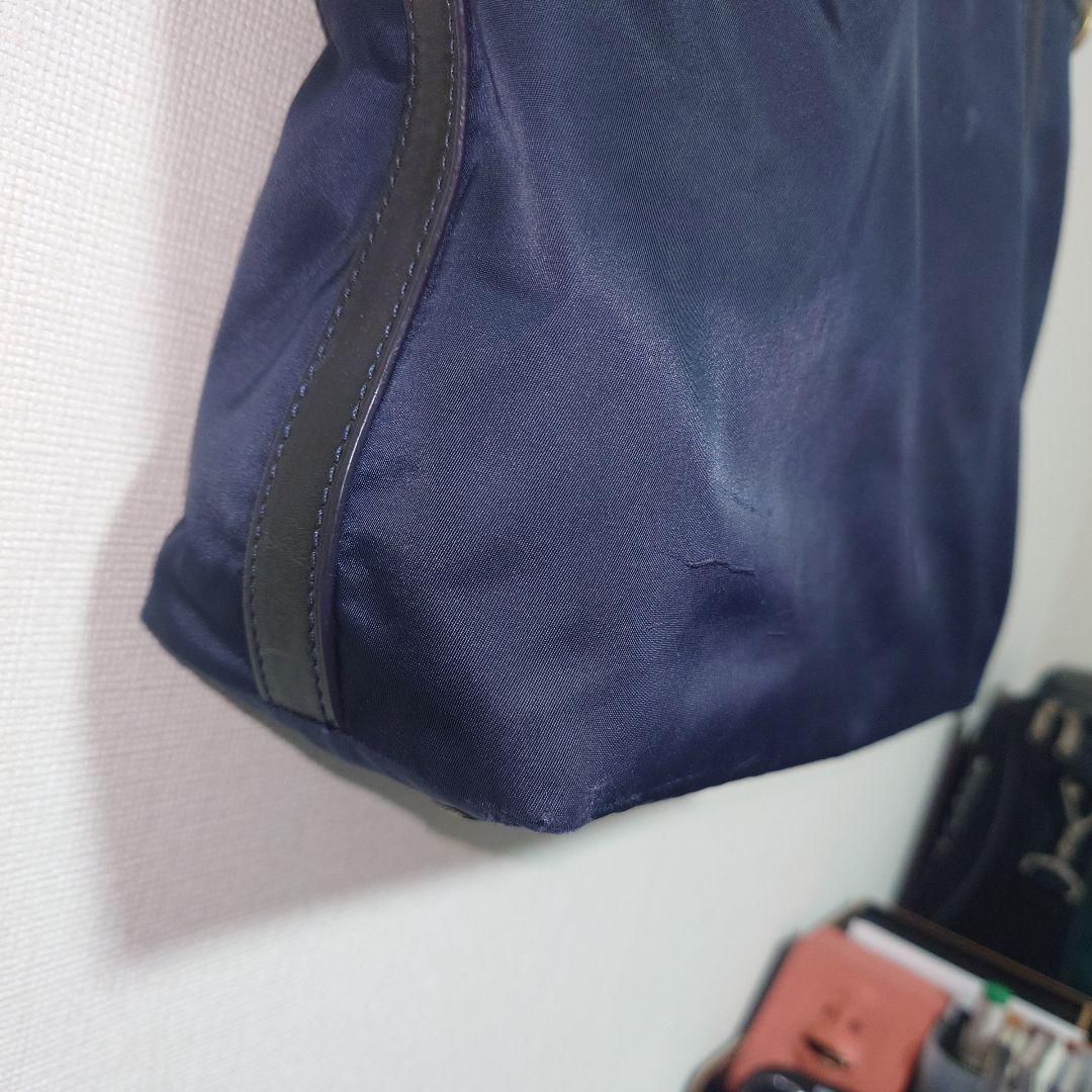 GANZO ガンゾ　トートバッグ　ショルダーバッグ　レザー×ナイロン　ネイビー