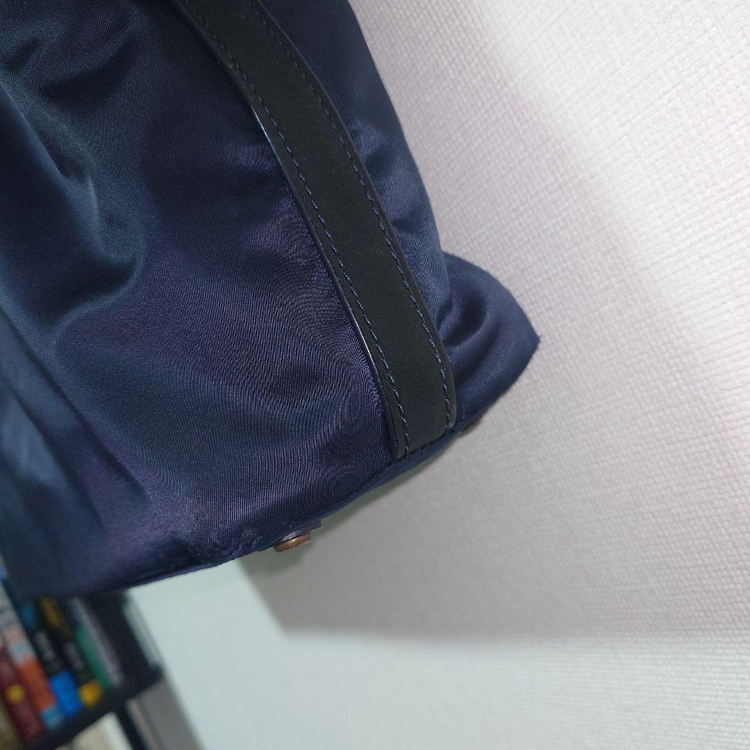 GANZO ガンゾ　トートバッグ　ショルダーバッグ　レザー×ナイロン　ネイビー