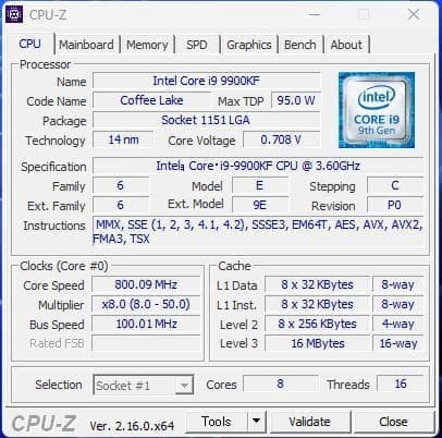 Intel Core i9 9900KF CPU 【動作確認済】
