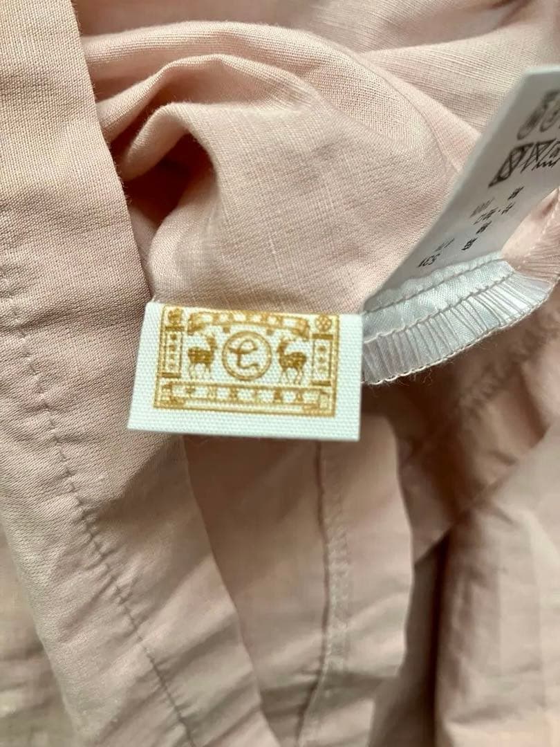 中川政七商店 綿麻 ハイネック ワンピース 灰桜 Aライン 長袖 美品