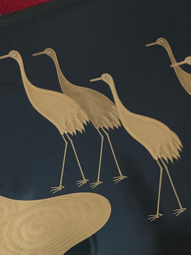 輪島塗　蒔絵師　庄峰　蓬莱蒔絵　四段重箱　重台付