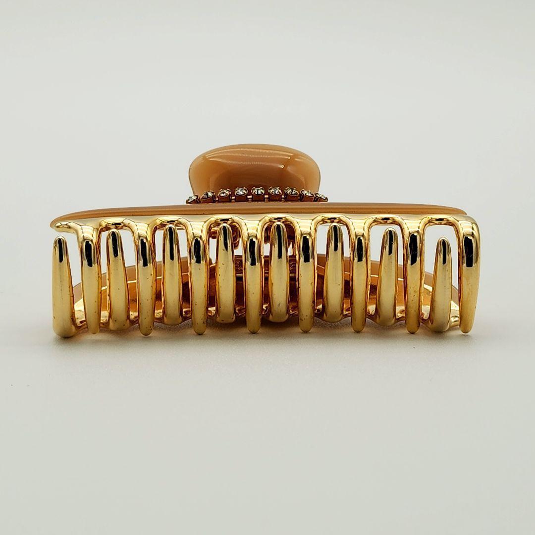 ☆acca☆ ヘアクリップ ラインストーン ピンクベージュ ゴールド.