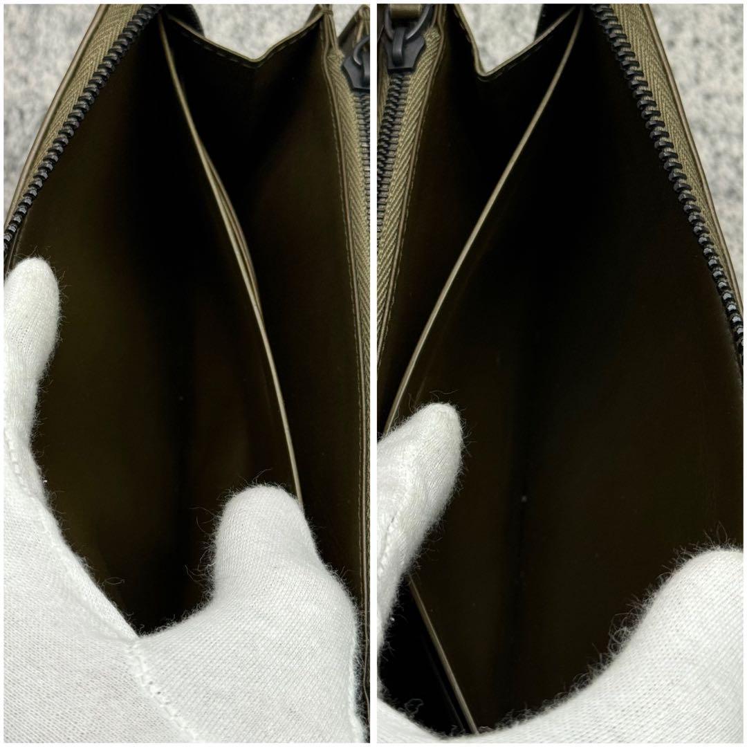 極美品✨ボッテガヴェネタ レジェーロ パンチング ラウンドファスナー カーキ