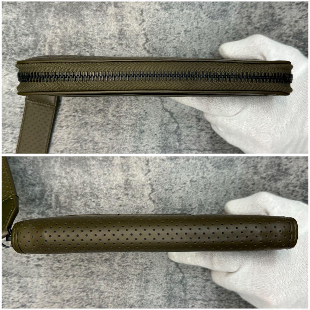 極美品✨ボッテガヴェネタ レジェーロ パンチング ラウンドファスナー カーキ