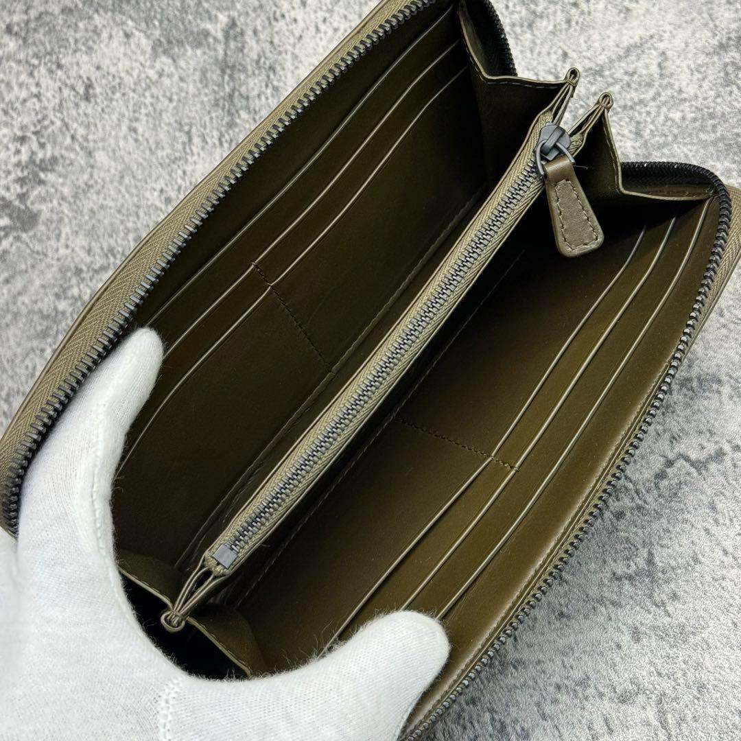 極美品✨ボッテガヴェネタ レジェーロ パンチング ラウンドファスナー カーキ