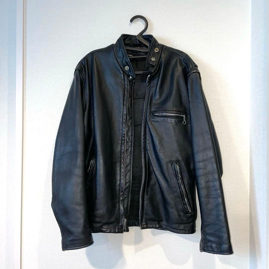 【難あり】schott シングルライダース 641 ブラック 本革 34