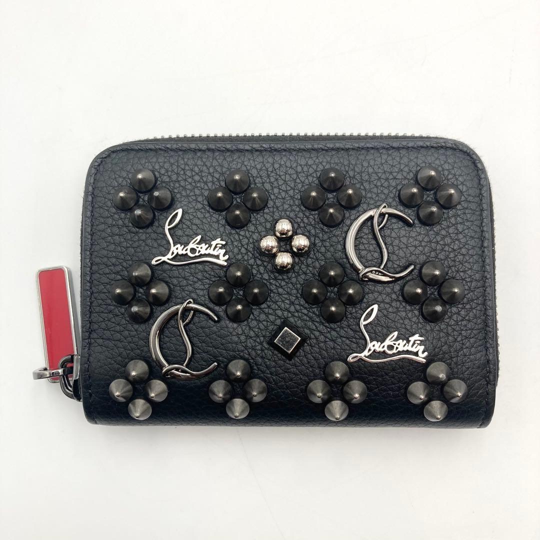 とーた✨ ルブタン パネトーネ ミニ財布 ケース 黒×赤 スタッズ
