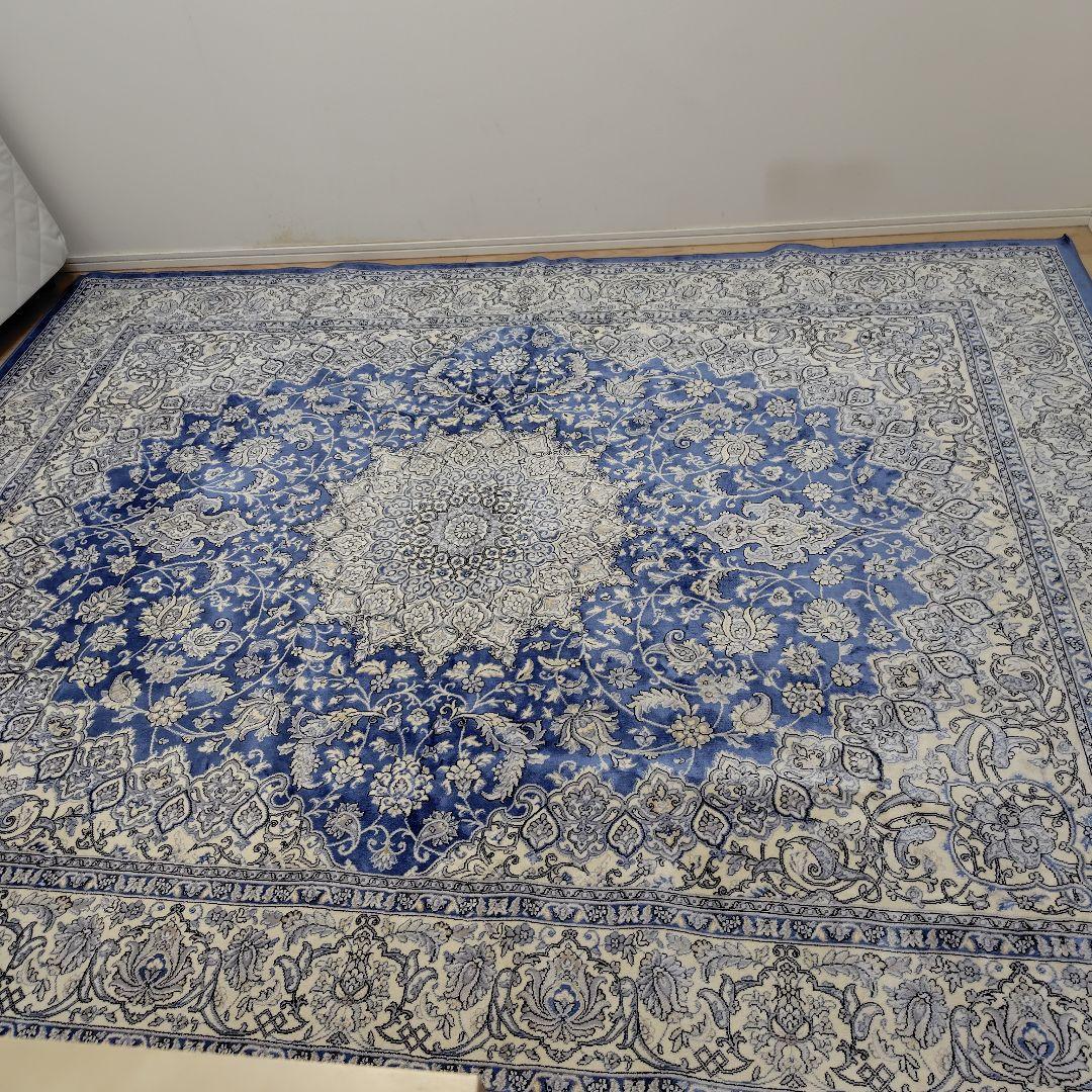 サヤンサヤン　ラグ　カーペット　絨毯　ブルー　ロイヤルパレス　3畳　滑り止め付き