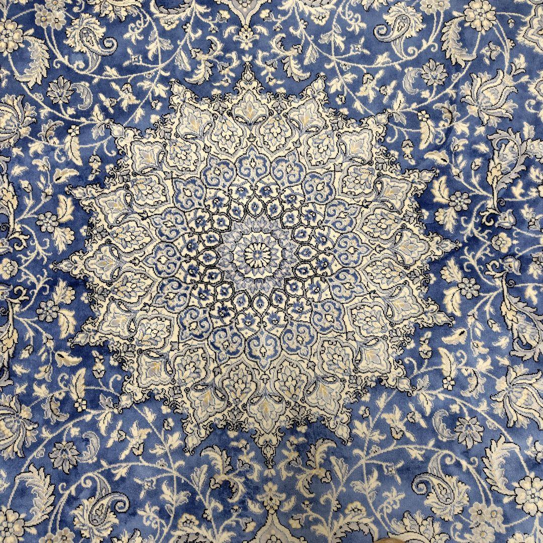 サヤンサヤン　ラグ　カーペット　絨毯　ブルー　ロイヤルパレス　3畳　滑り止め付き