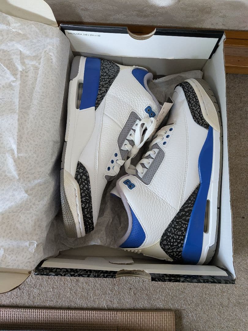 Air Jordan Retro 3 ホワイト/ブルー/グレー 9