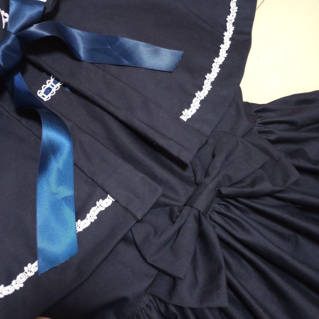 ハンドメイド　ロリィタ　ジャンパースカート&ケープ　ネイビー