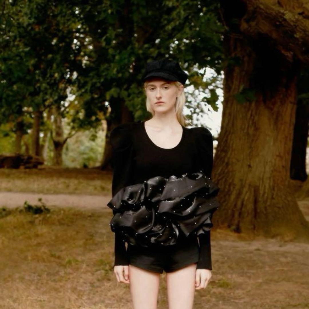 Bibiy. ブラック フリルトップス