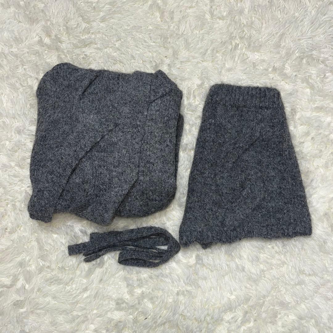 トップス andwang Ribbon off shoulder knit set