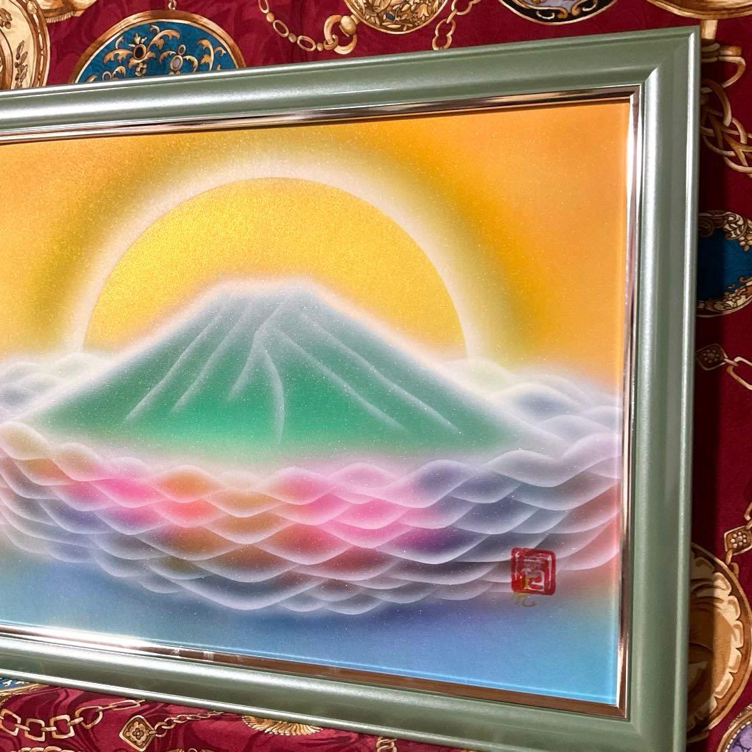 富士山絵画クリスマスセール｜神界 龍雲 天照大御神 次元上昇アート額縁付き