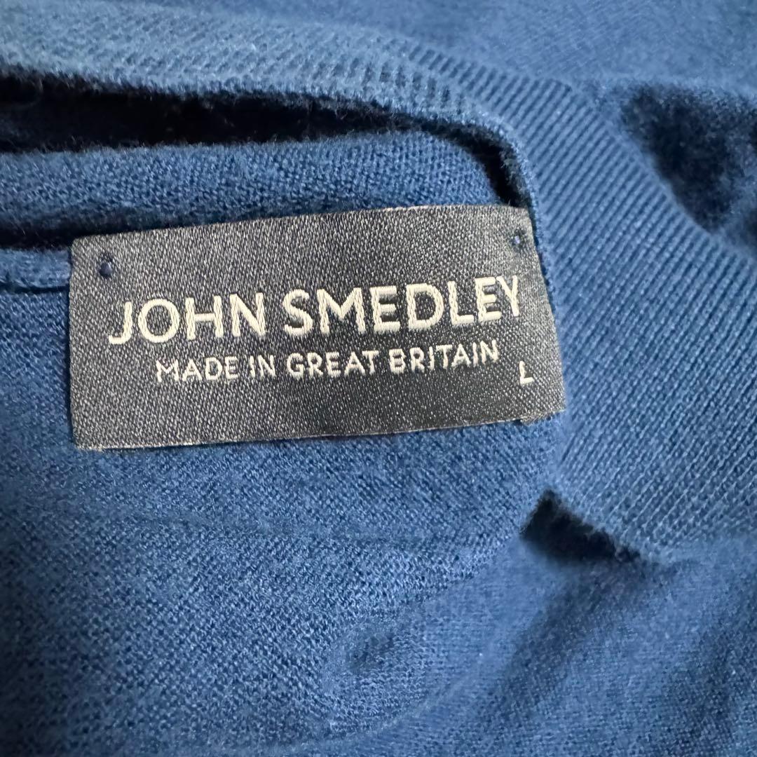 ジョンスメドレー タートルネック ニット L ブルー シーアイランドコットン