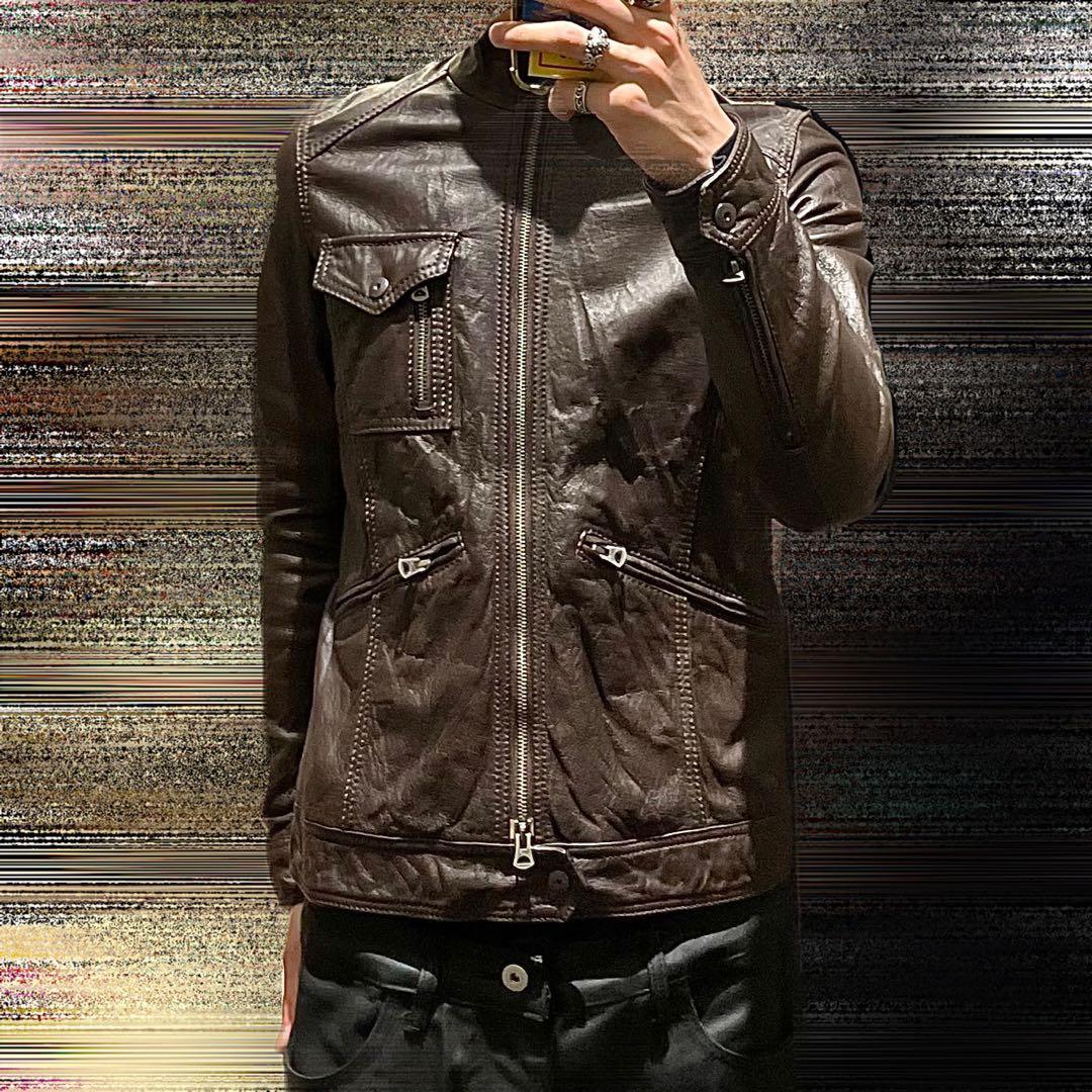 00s archive leatherjaket 細身 ギミック ダークウェア