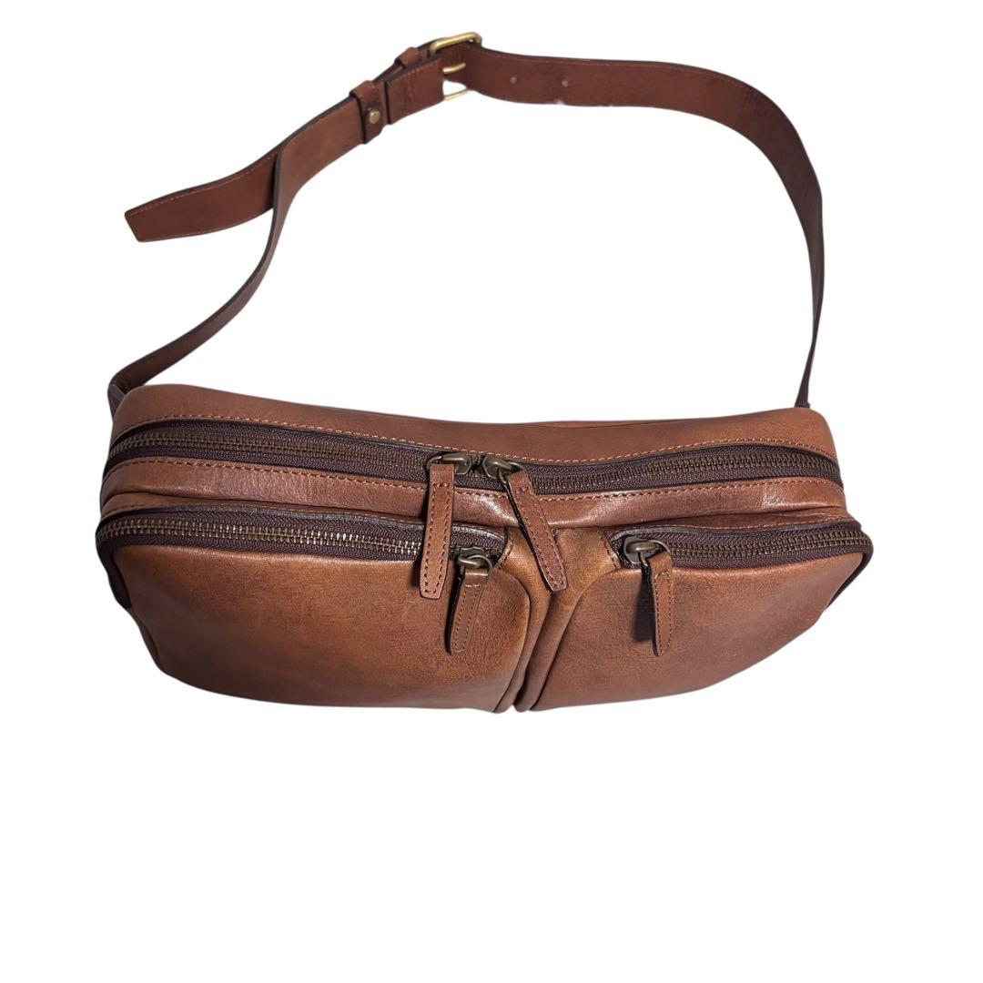 【極美品】土屋鞄 ビークル トリジップ ボディバッグ ブラウン メンズ