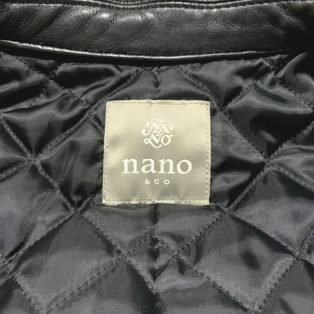 【極美品】ナノユニバース ライダースジャケット ラムレザー キルティング M