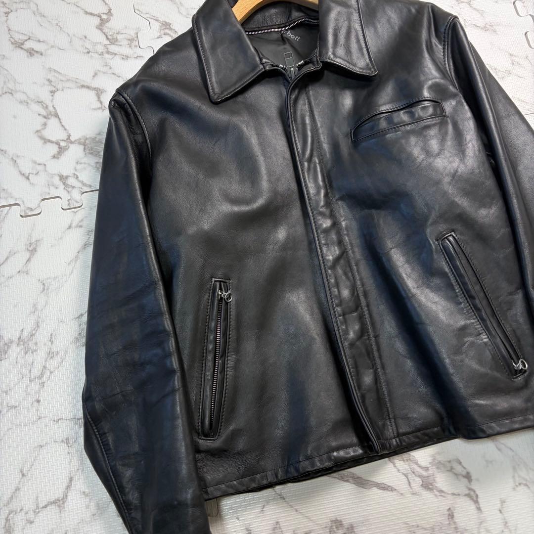 奇跡の42size✨ schott ショット トラッカージャケット 襟付き 黒