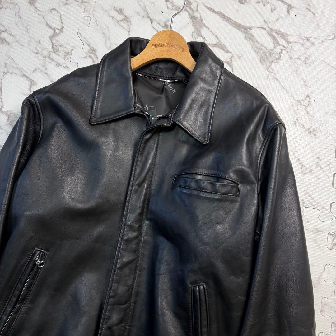 奇跡の42size✨ schott ショット トラッカージャケット 襟付き 黒