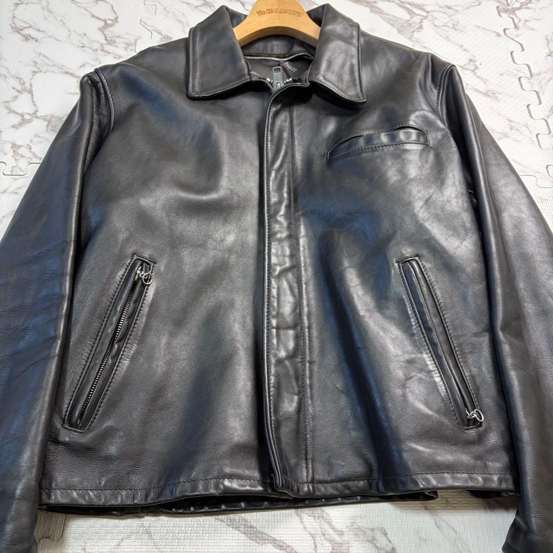 奇跡の42size✨ schott ショット トラッカージャケット 襟付き 黒