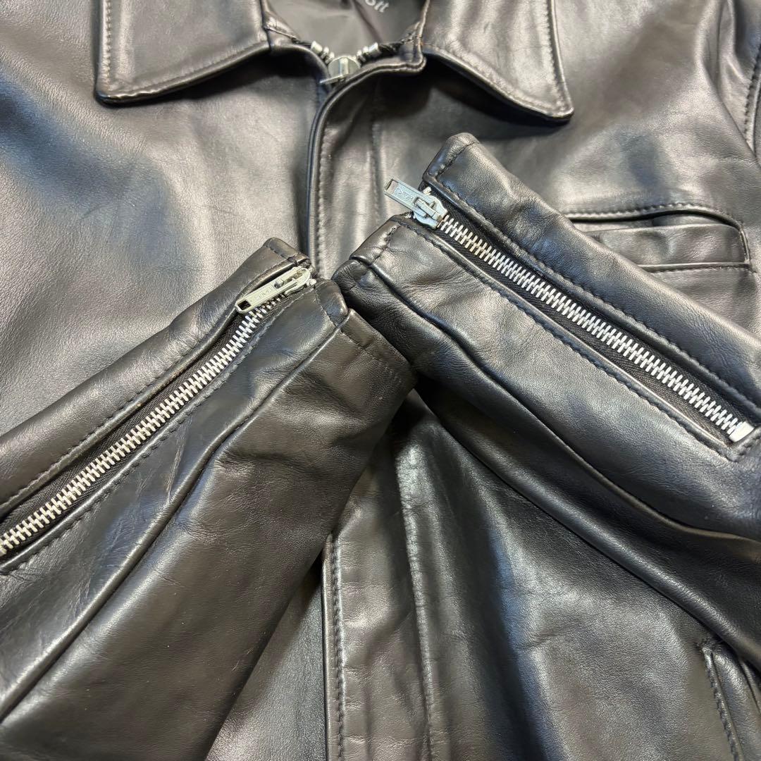 奇跡の42size✨ schott ショット トラッカージャケット 襟付き 黒