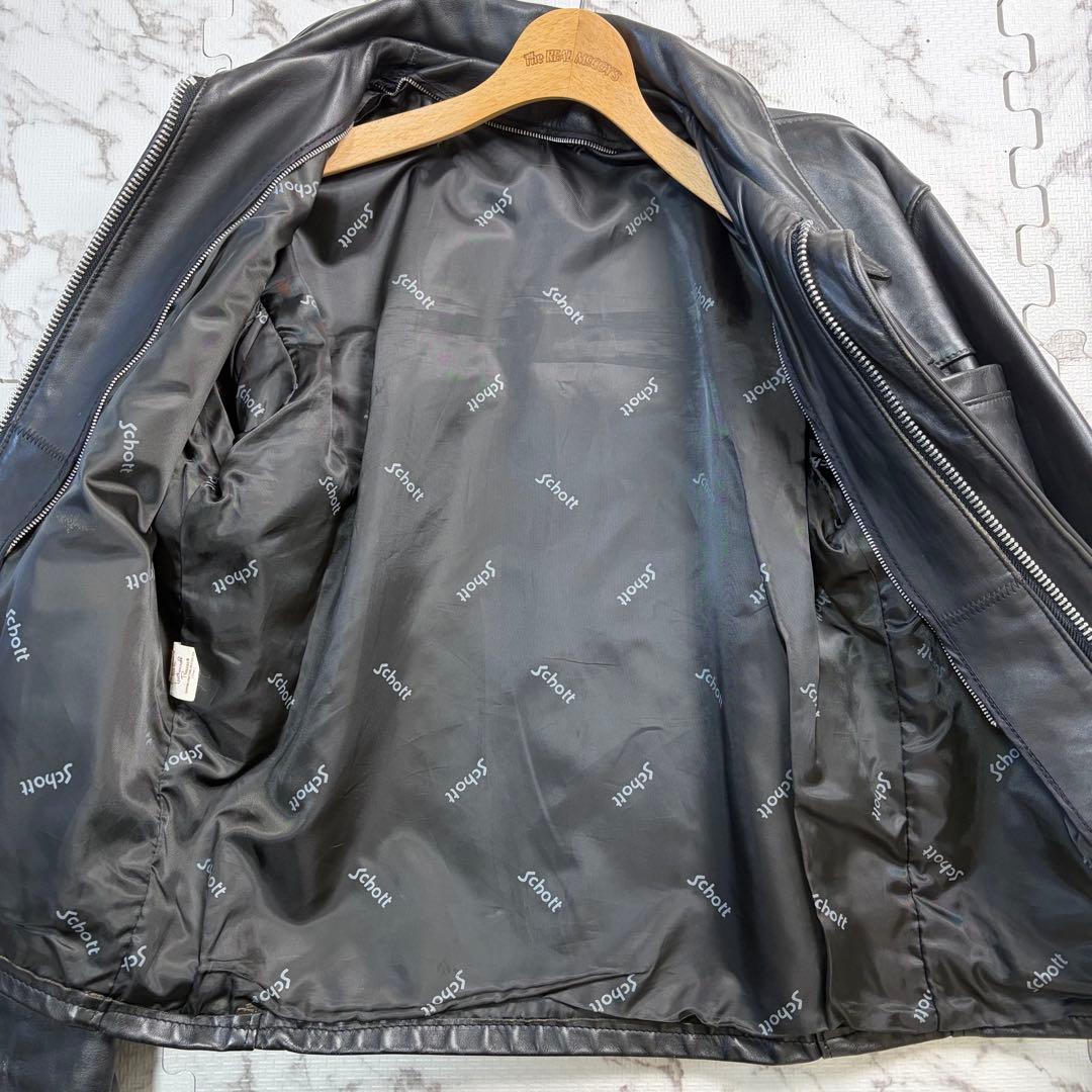 奇跡の42size✨ schott ショット トラッカージャケット 襟付き 黒