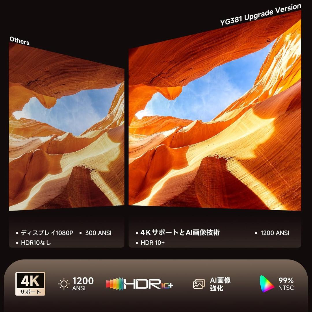 プロジェクター 家庭用 小型 天井投影 1080P 4K対応 オートフォーカス