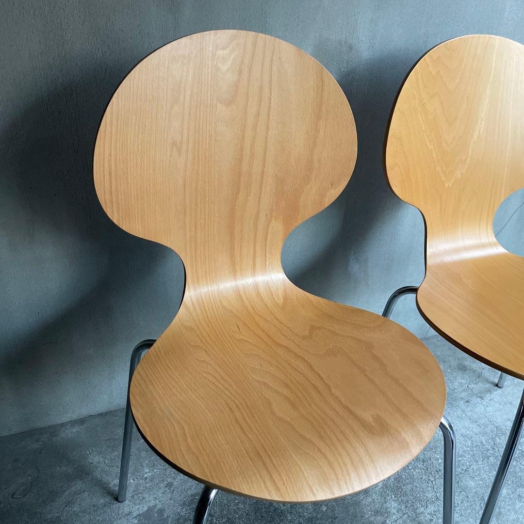 木製 スタッキングチェア 2脚セット