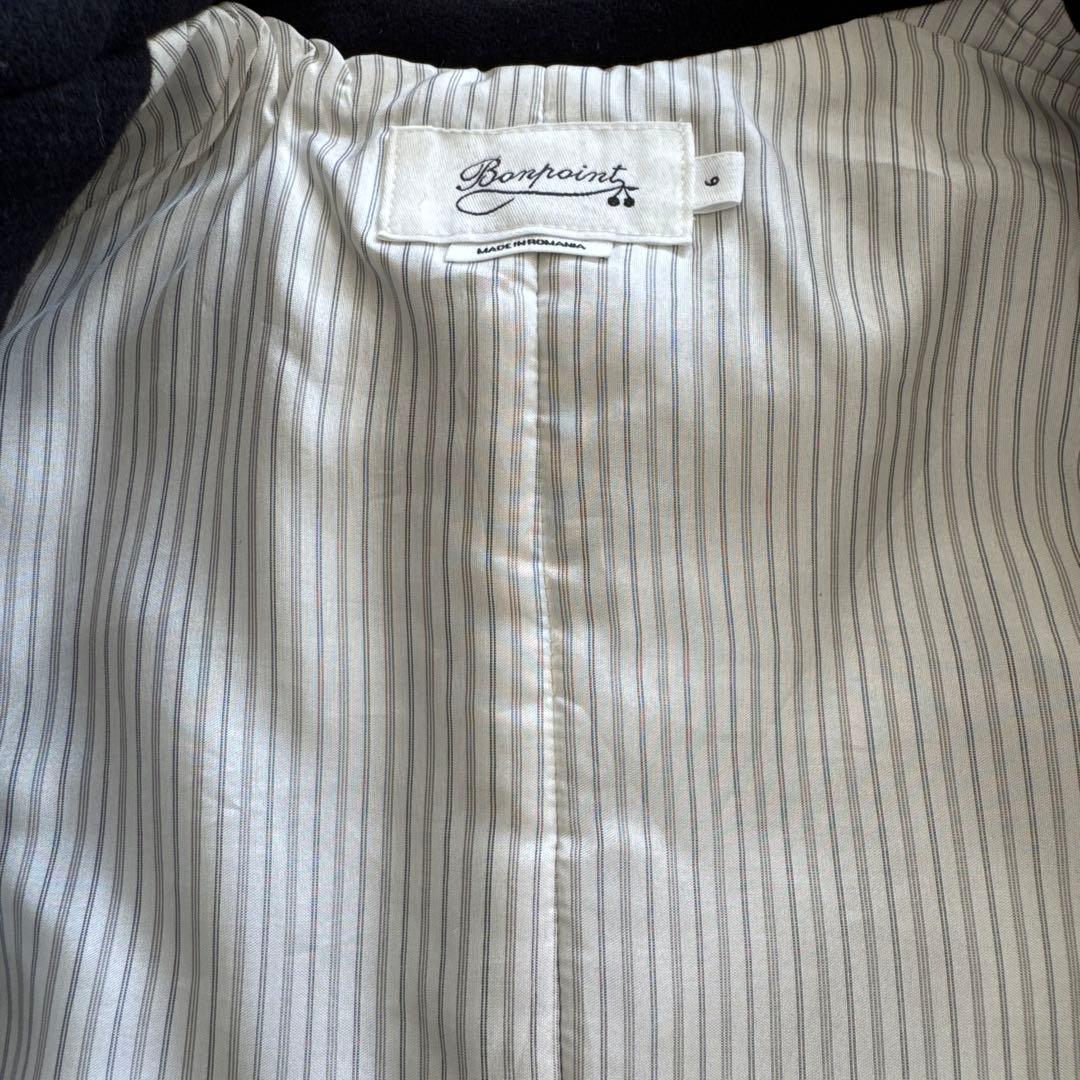 Bonpointネイビー ダブルブレストコート フリル付き6Ａ