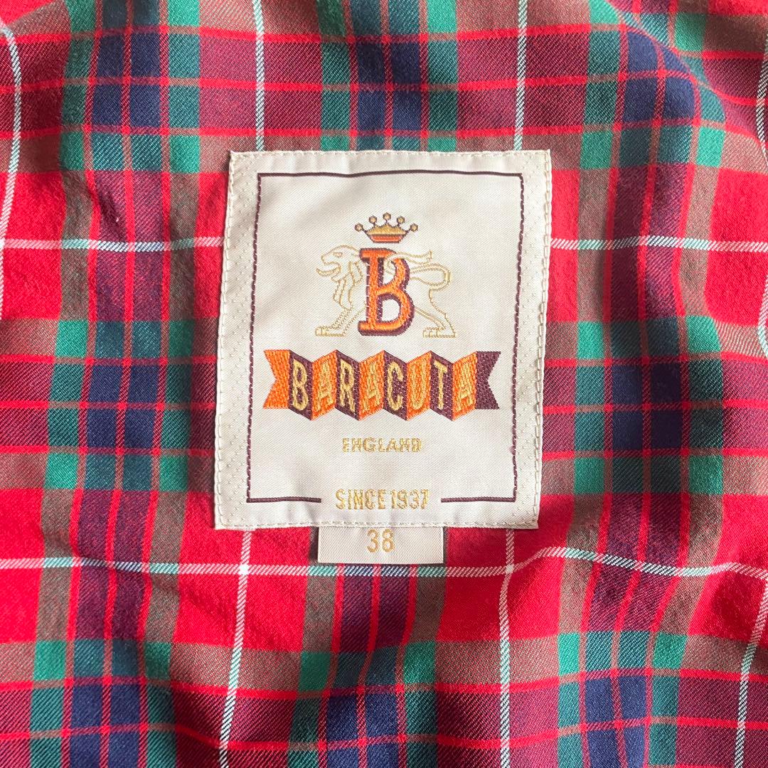 美品【バラクータ】スイングトップ ジャケット カーキ チェック 赤 38