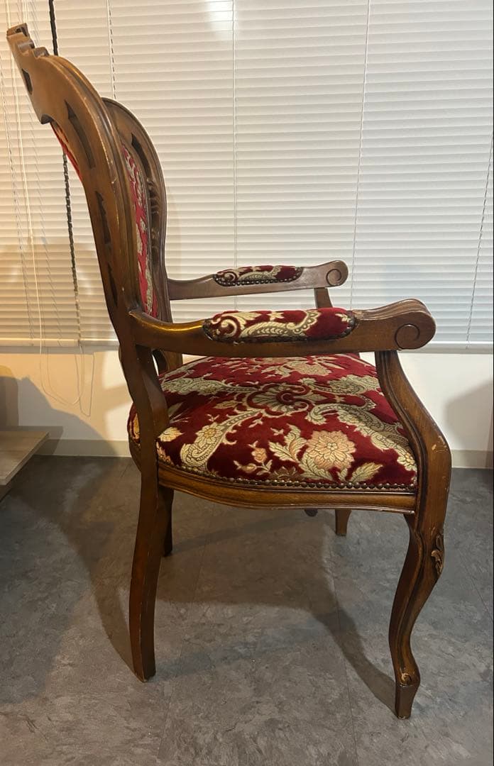 ※送料無料 アンティークチェア ロココ調 ヴィンテージ椅子イス 金華山張