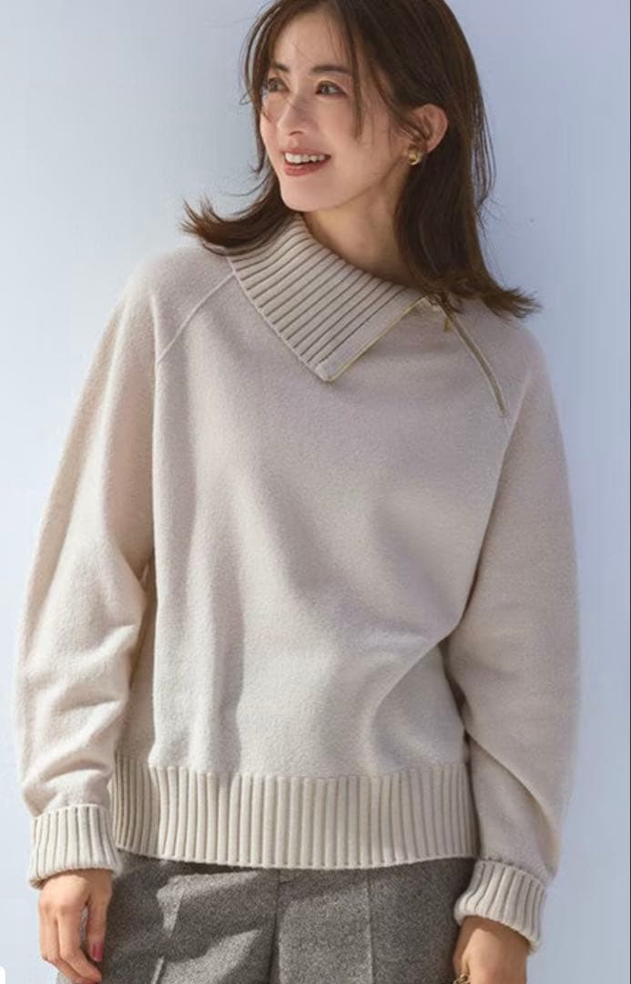 COCO 23区 今期　ボイルドウールコンビ ジップ タートルニット