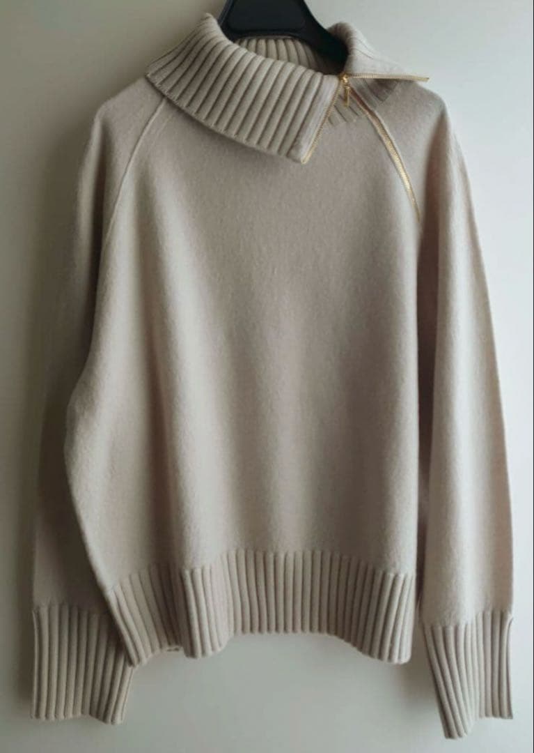 COCO 23区 今期　ボイルドウールコンビ ジップ タートルニット