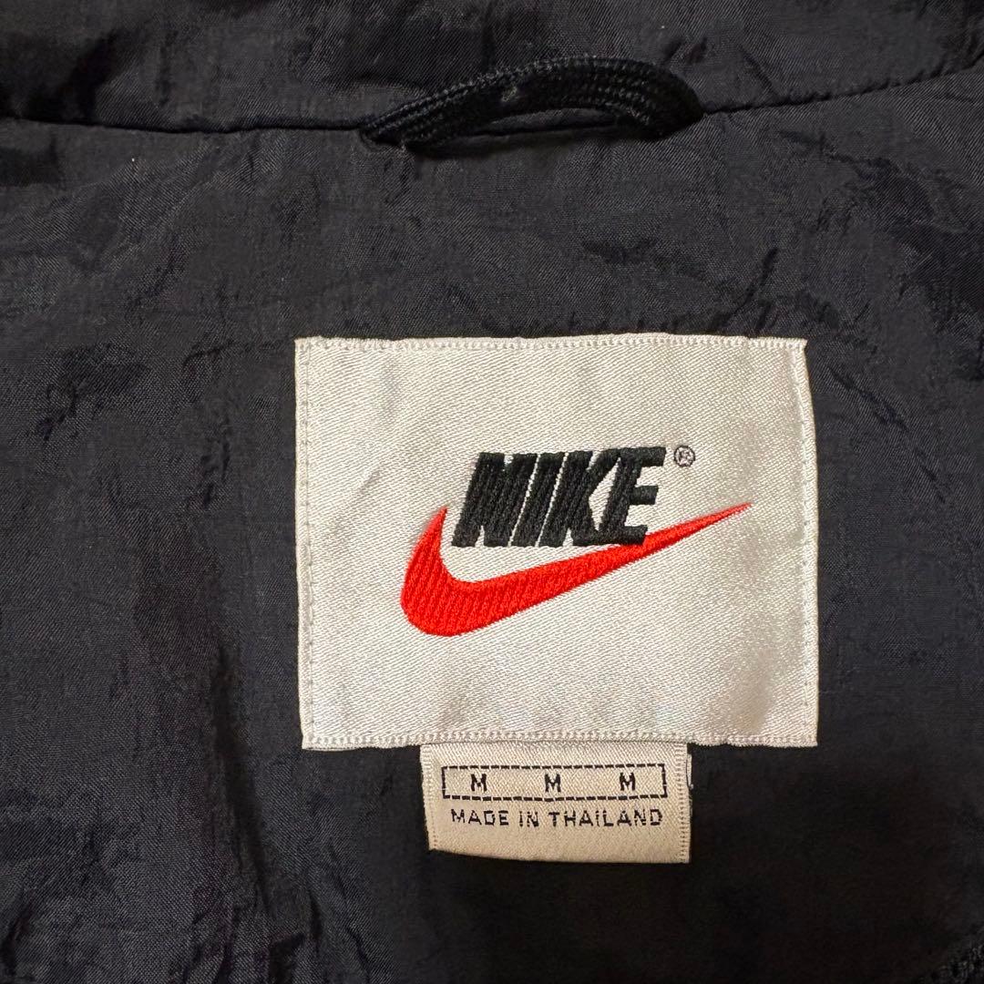 90s NIKE 無地 ナイロンジャケット 白タグ M 黒 刺繍ロゴ