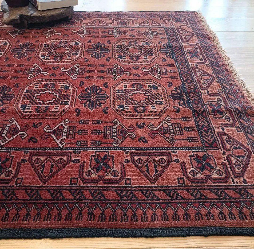 【ロングサイズ】80s トライバルラグ　アフガンラグ　ヴィンテージラグ ペルシャ