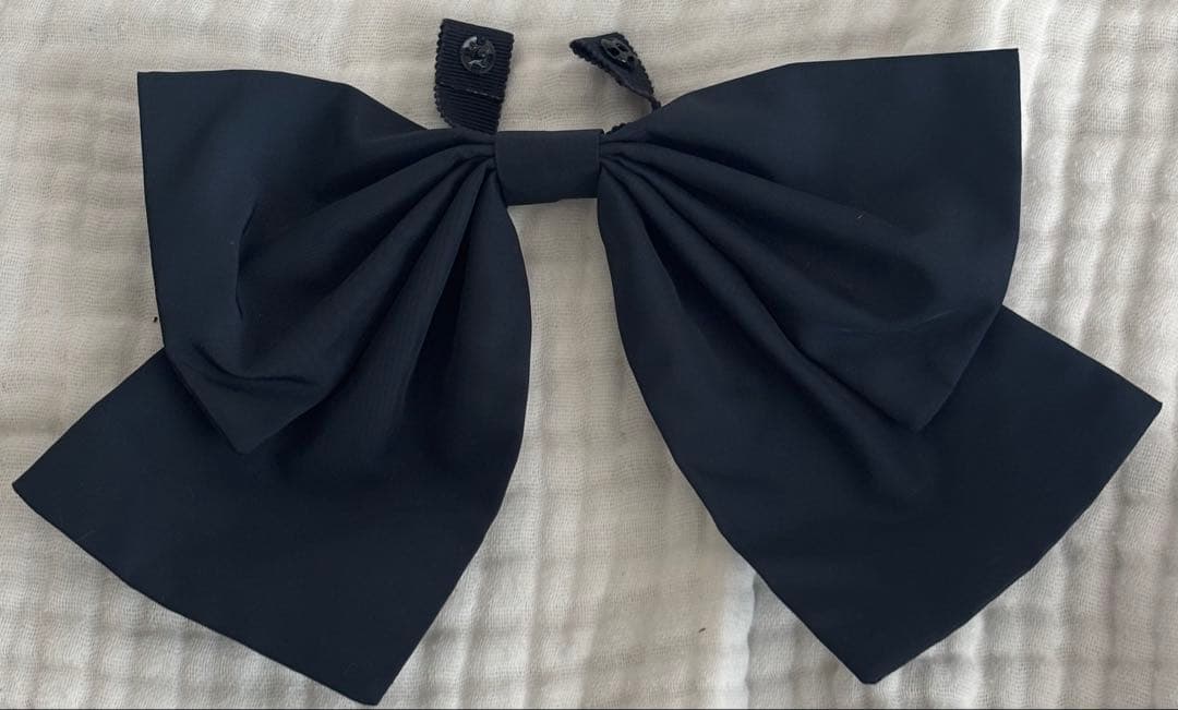 ファミリア青チェックリボン付手提げバッグ