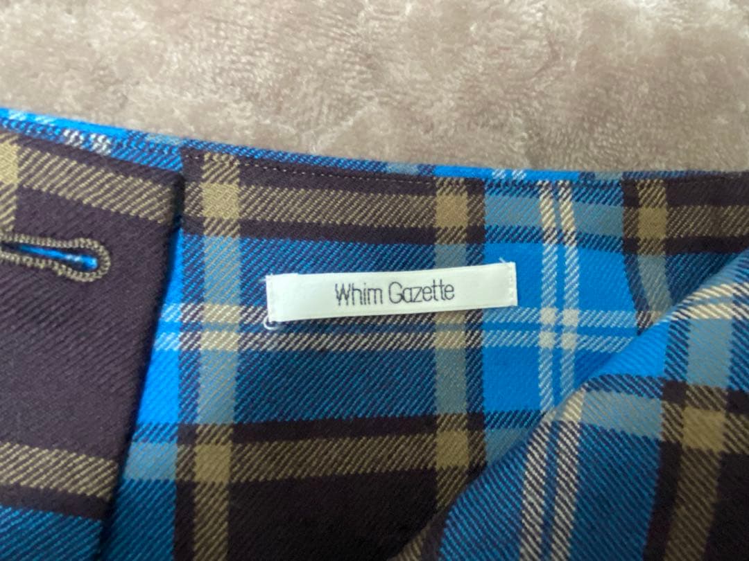 2025AW 新品【Whim Gazette】チェックフリンジスカート　ブルー