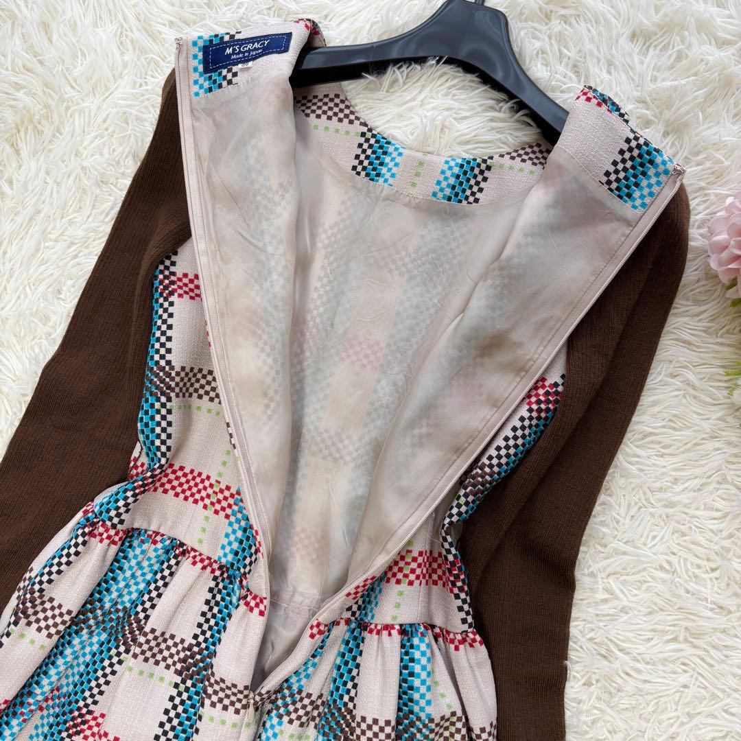 【美品】リボンベルト　2021年　エムズグレイシー　ワンピース　ウール　ニット