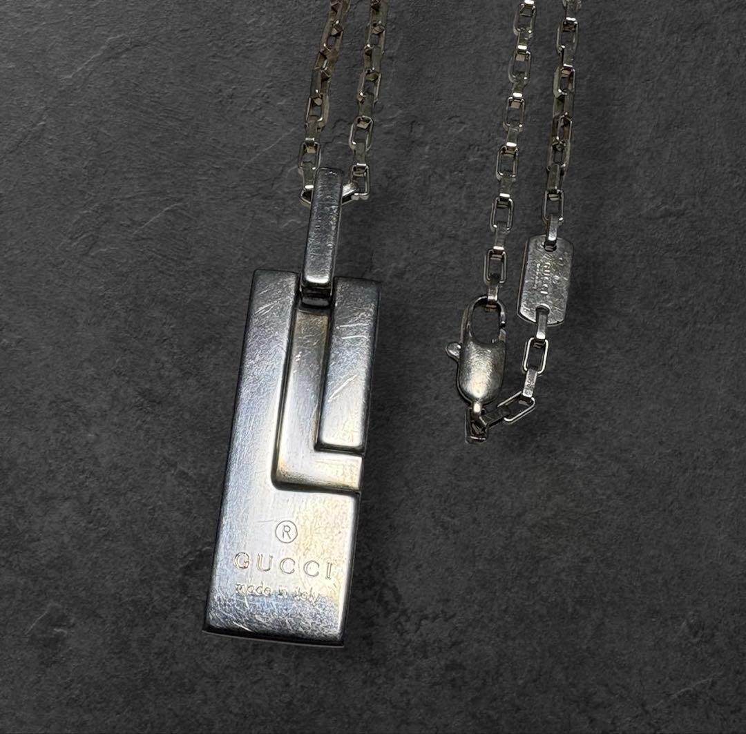 GUCCI グッチ シルバー 925 プレート Gロゴ ネックレス 美品！