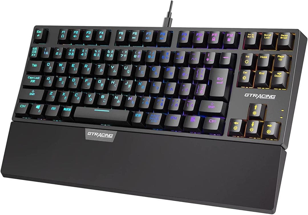 GTRACING ゲーミングキーボード テンキーレス 青軸 メカニカル有線着脱式