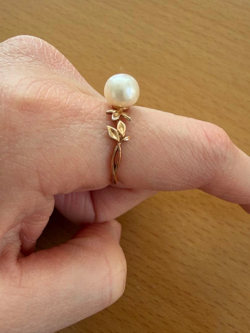 アガット　パールリング　10K