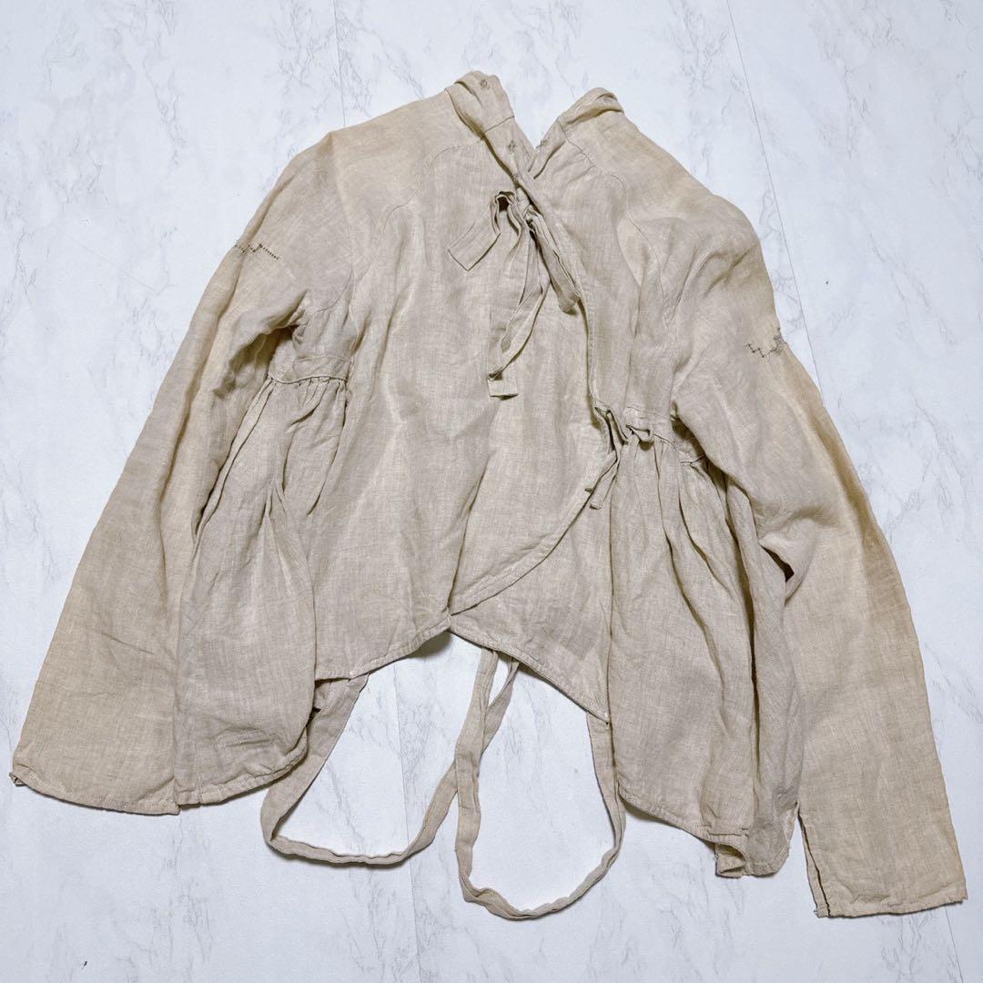 【希少】KAPITAL リネン 100% カシュクールシャツ 刺し子 生成り