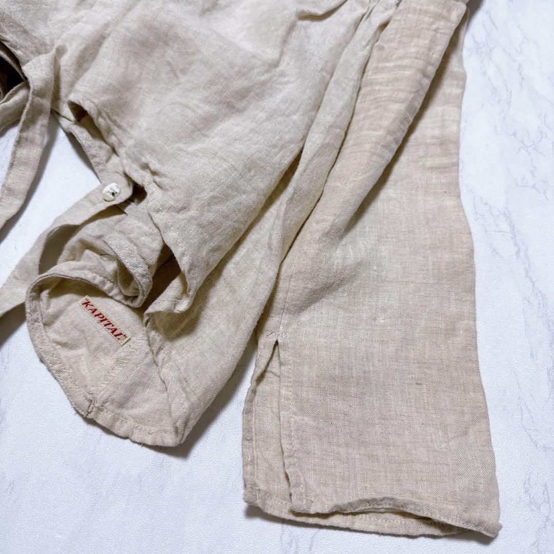 【希少】KAPITAL リネン 100% カシュクールシャツ 刺し子 生成り