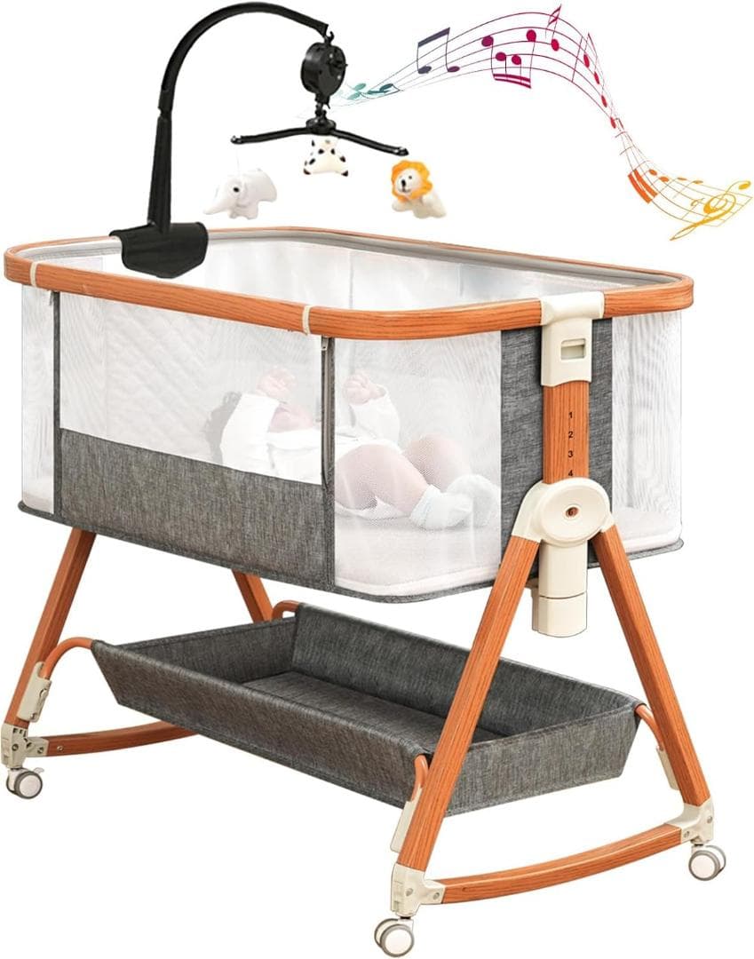 新品✨出産祝い❤️ベビーベッド 添い寝ベッド ゆりかご機能 収納カゴ おもちゃ