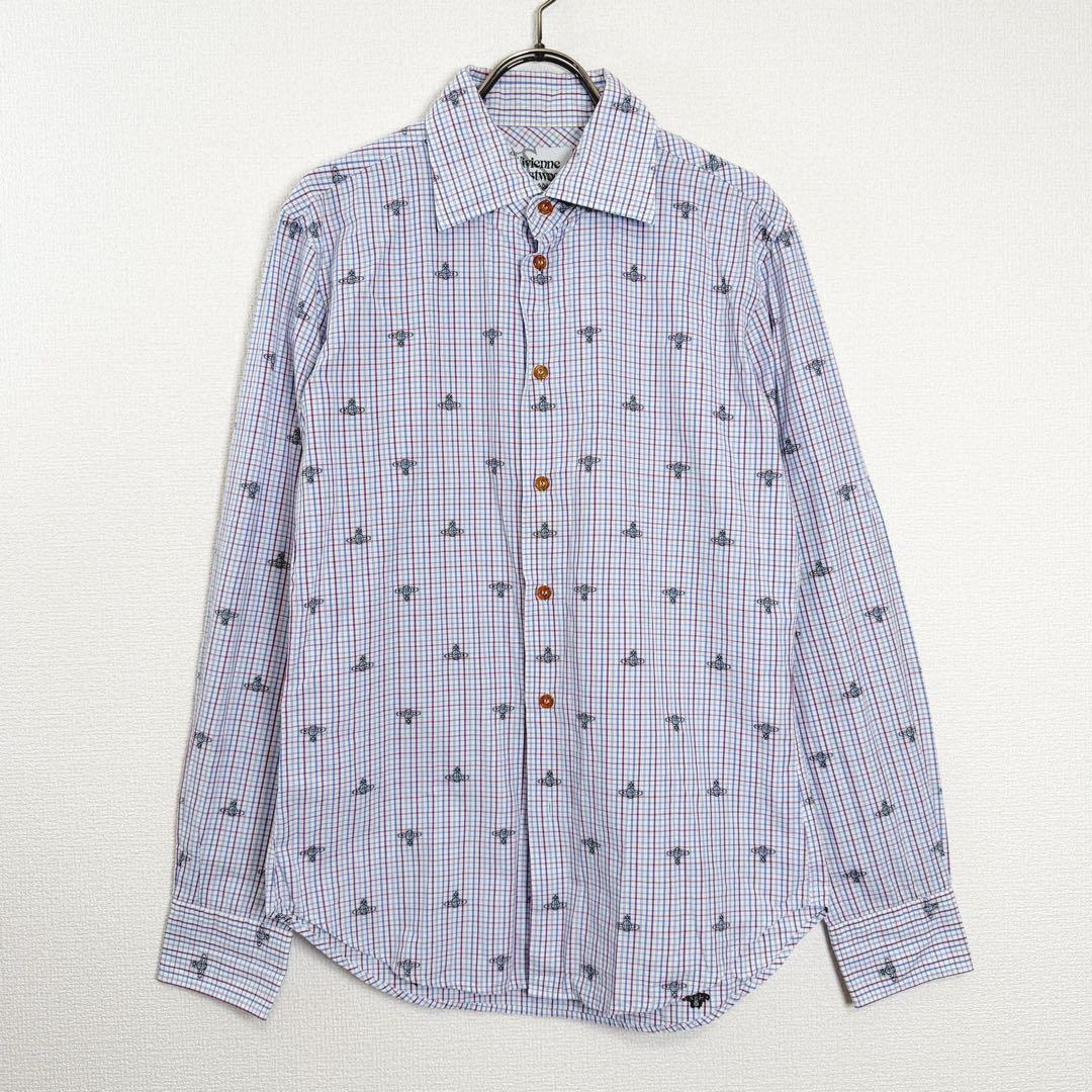 ヴィヴィアンウエストウッド　オーブ柄　総柄　チェック　シャツ　長袖