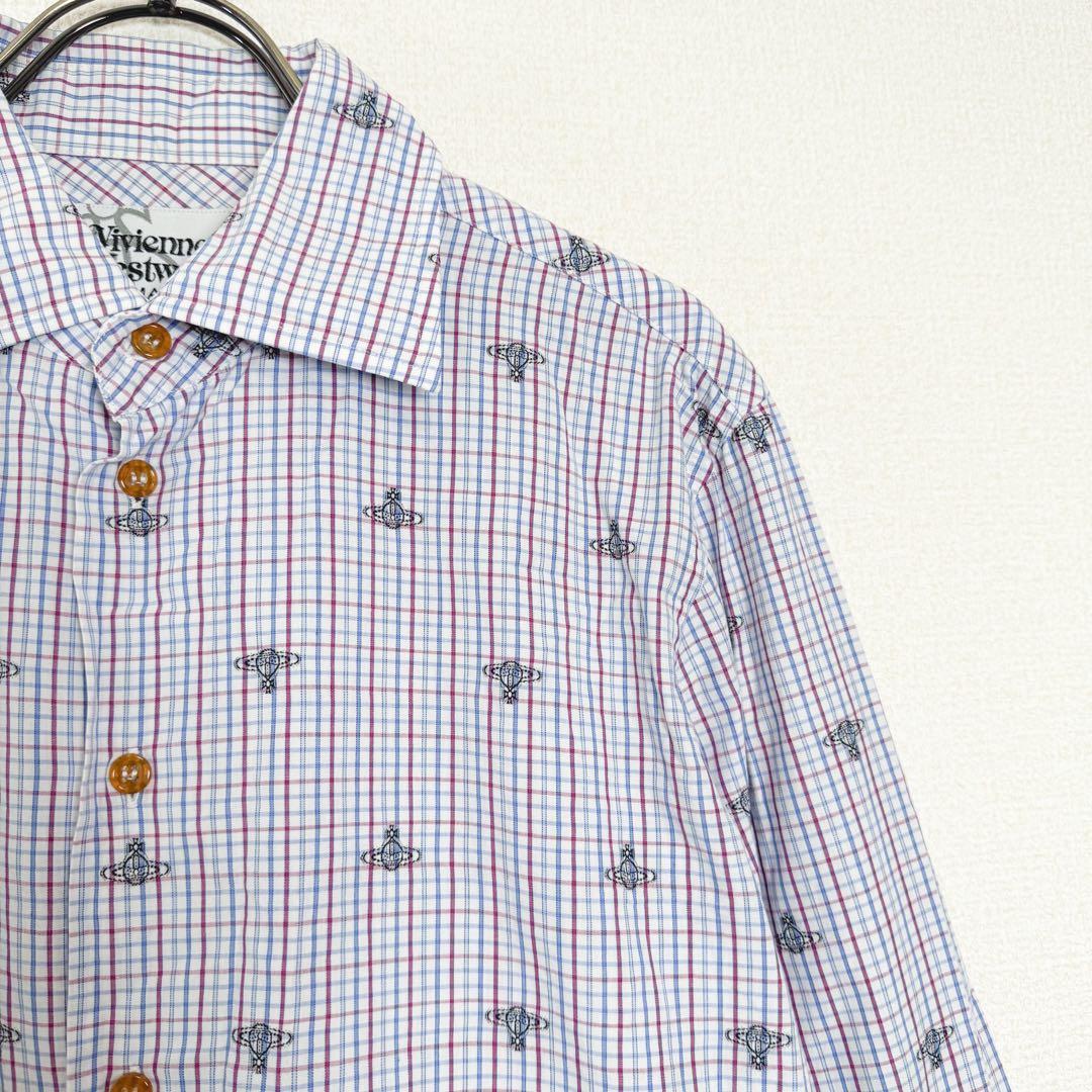 ヴィヴィアンウエストウッド　オーブ柄　総柄　チェック　シャツ　長袖