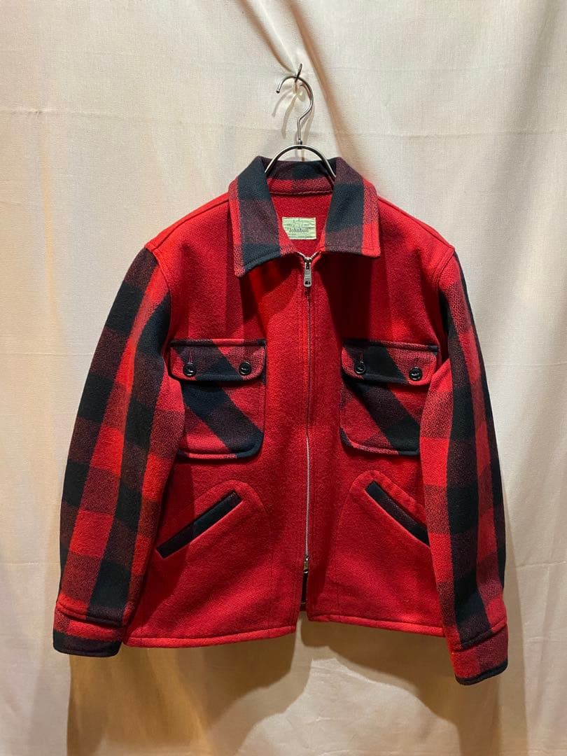 ジョンブル　ブラックレッド　バッファローチェック ウールジャケット　ダブルジップ